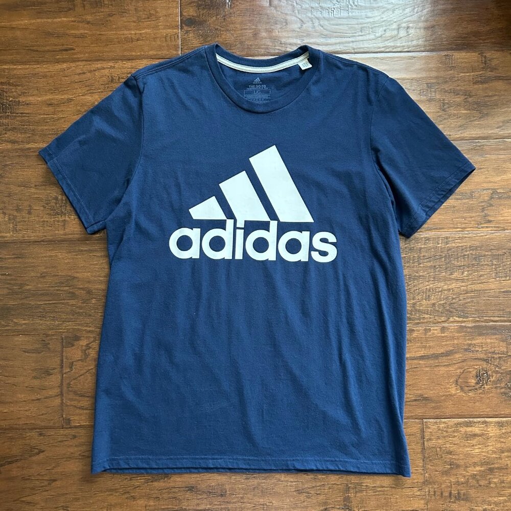 Adidas navy blue mens tshirt L large performance tee